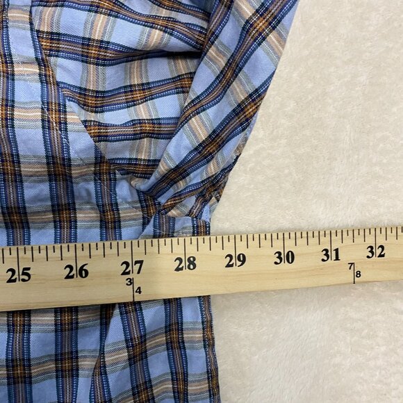 MINE Men’s Long Sleeve Classic Fit Orange Blue Checked Button Down Shirt Sz 2XB - Picture 9 of 11